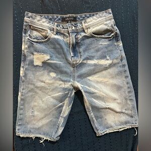 Akoo Men's Light Blue Distressed Jean Shorts